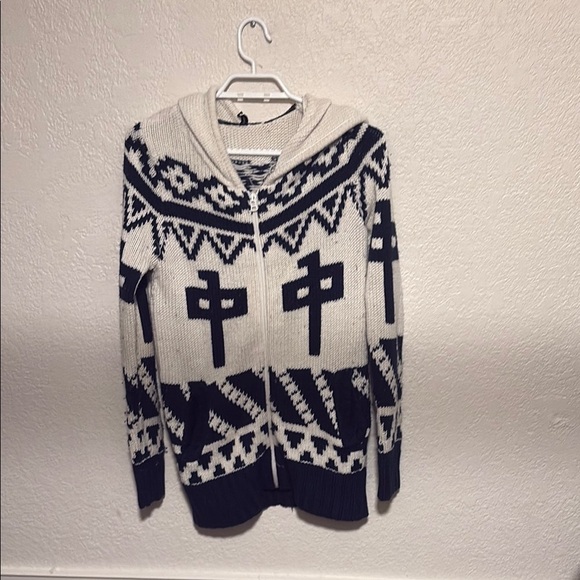 RDS Black and White Geometric Hoodie Sweatshirt - Picture 1 of 3